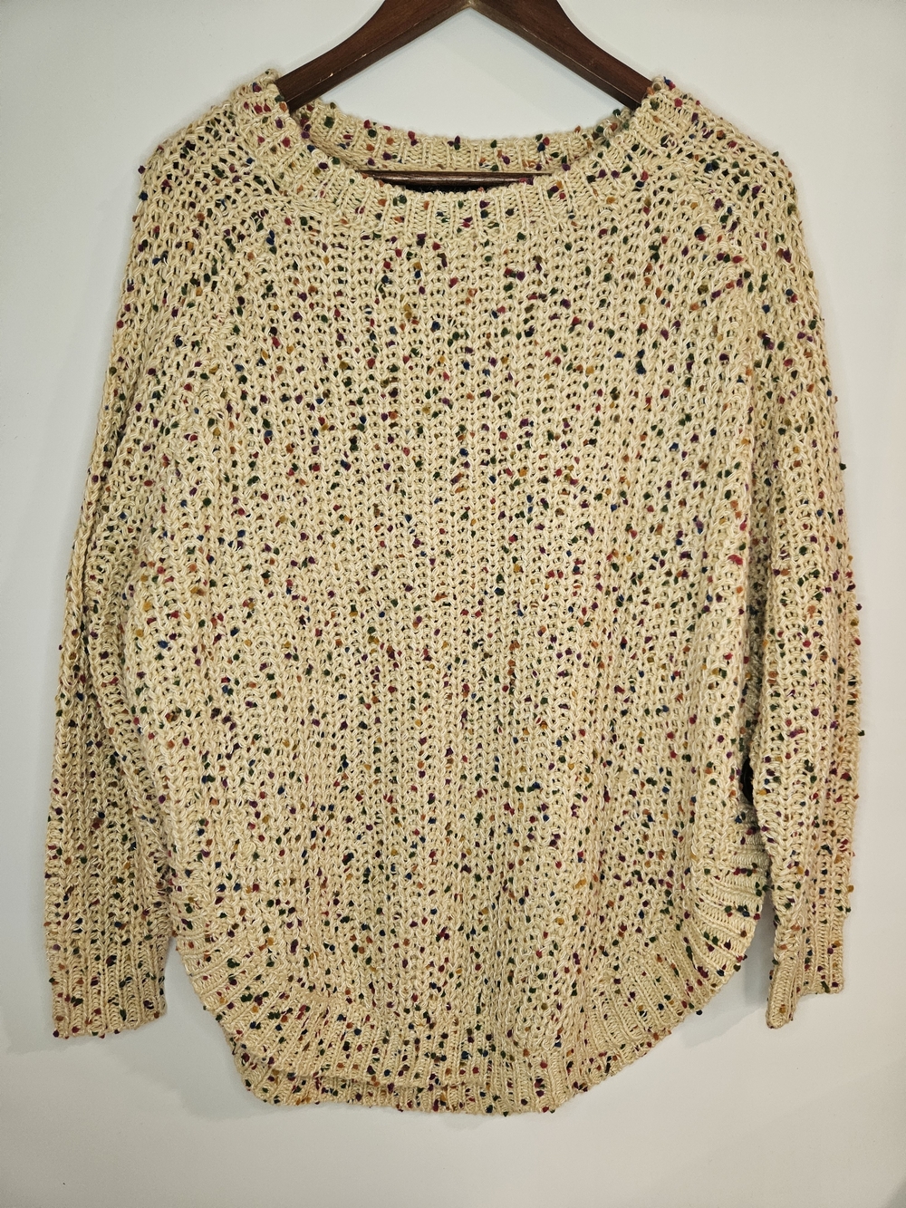 Ronnie Salloway Women’s XL Confetti Speckled Open Knit Sweater